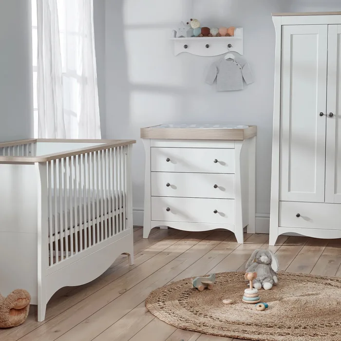 CuddleCo Clara Furniture Nursery Set - White & Ash (3 Piece)