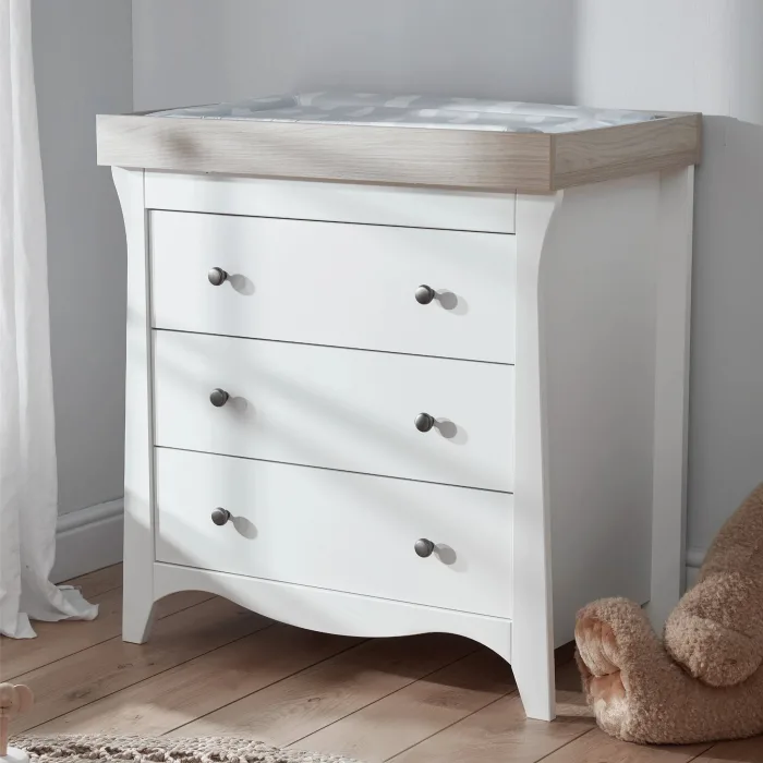 CuddleCo Clara Furniture Nursery Set - White & Ash (3 Piece) - Image 2