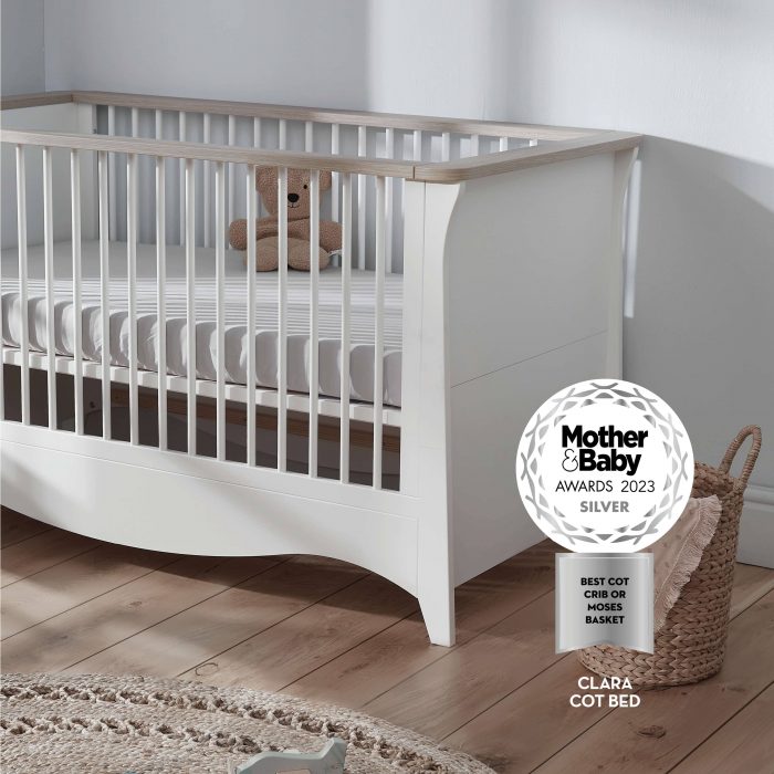 CuddleCo Clara Cot Bed - White & Ash