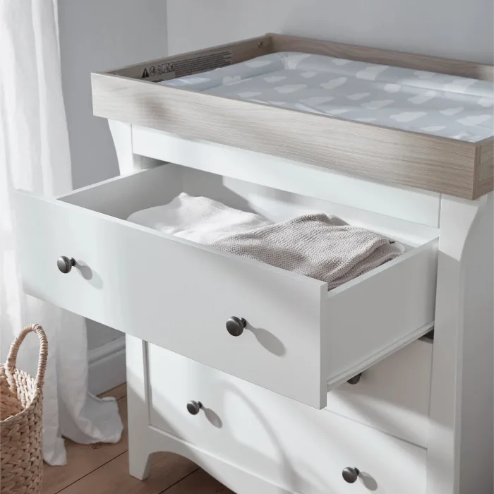 CuddleCo Clara Furniture Nursery Set - White & Ash (2 Piece) - Image 5