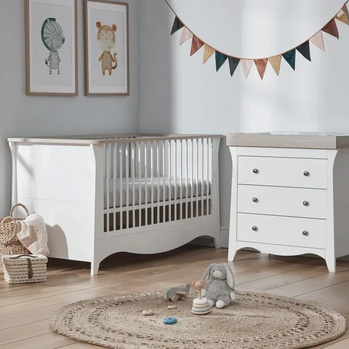 CuddleCo Clara Furniture Nursery Set - White & Ash (2 Piece)