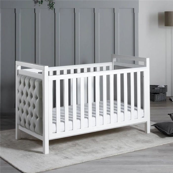 Babymore Velvet Deluxe Cot Bed - White - Image 3
