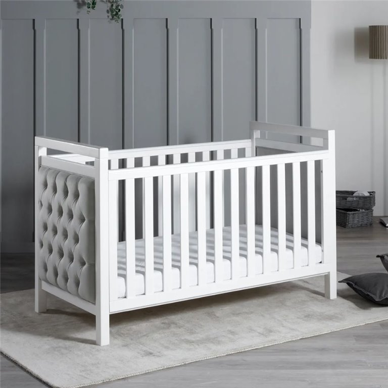 Babymore Velvet Deluxe Cot Bed White Baby Lady